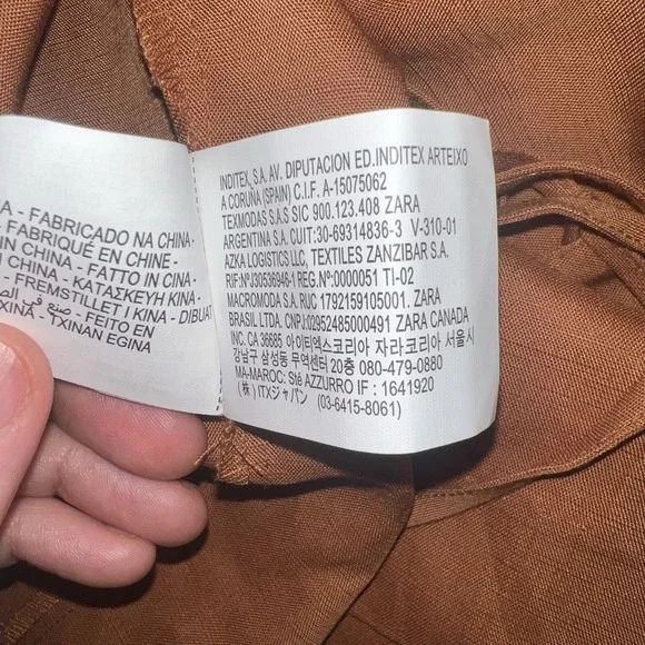 Zara Strappy Back Orange Dress Women's Medium Spaghetti Strap Linen Blend NWT - Picture 8 of 9